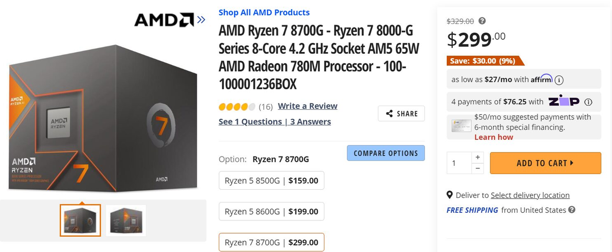 AMD Ryzen 8000G подешевели