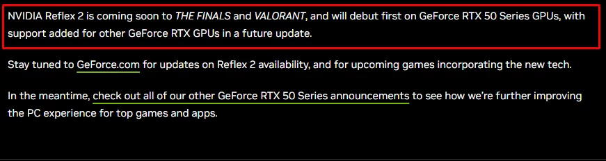 NVIDIA Reflex 2 оказалась эксклюзивом для избранных — минимальным требованием стали RTX 50