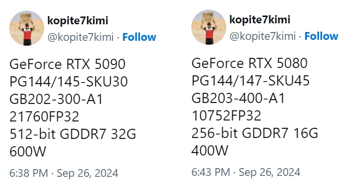 Характеристики RTX 5090 и RTX 5080. Флагман увеличит отрыв от предтопа