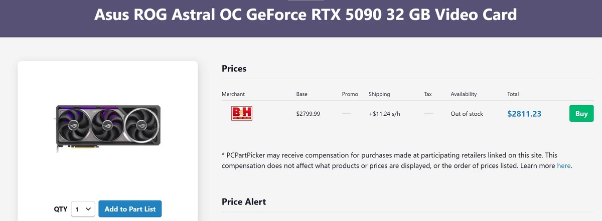 Некоторые модели RTX 5090 будут стоить без малого 3000 долларов