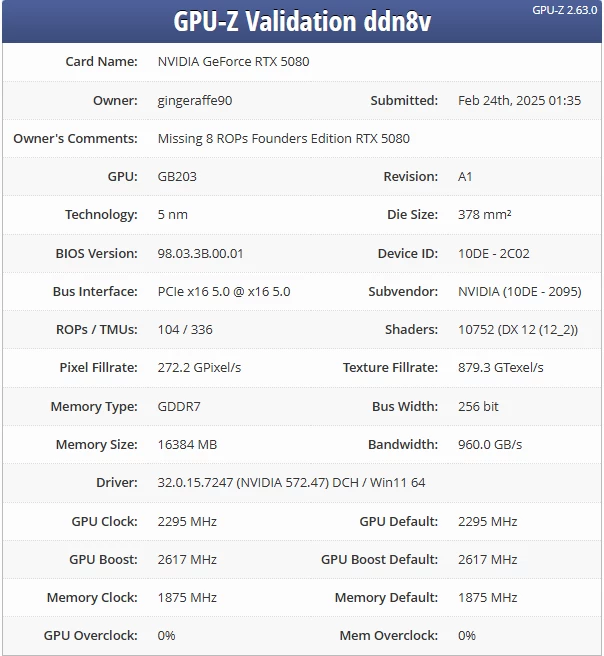 Новая фишка NVIDIA RTX 50, обрезанное количество ROP, добралась и до RTX 5080