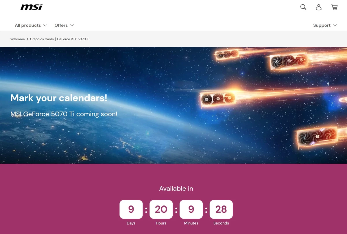 MSI подтверждает, что RTX 5070 Ti будут доступны 20 февраля