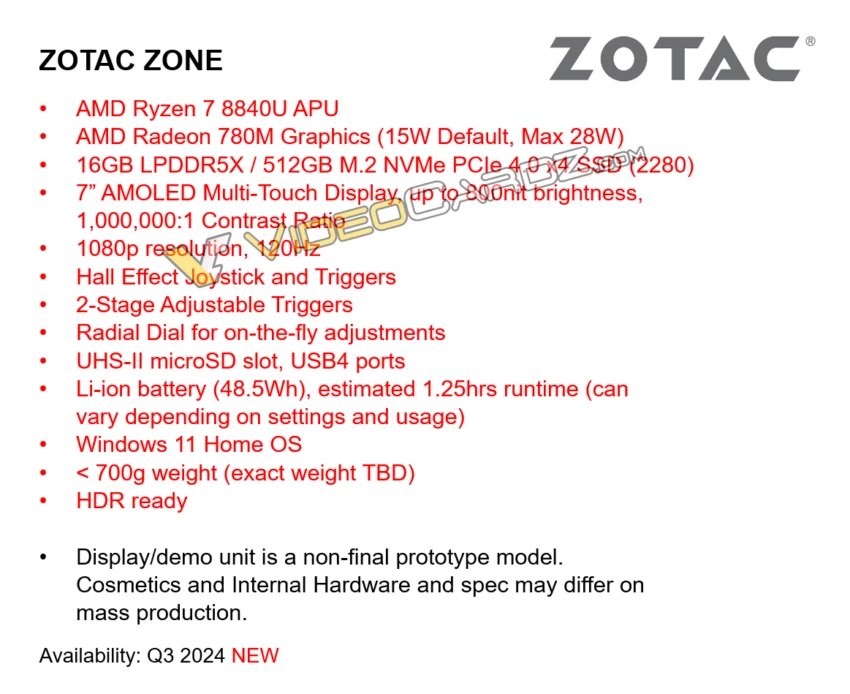 Консоль ZOTAC ZONE получит OLED-экран и AMD Ryzen 8840U