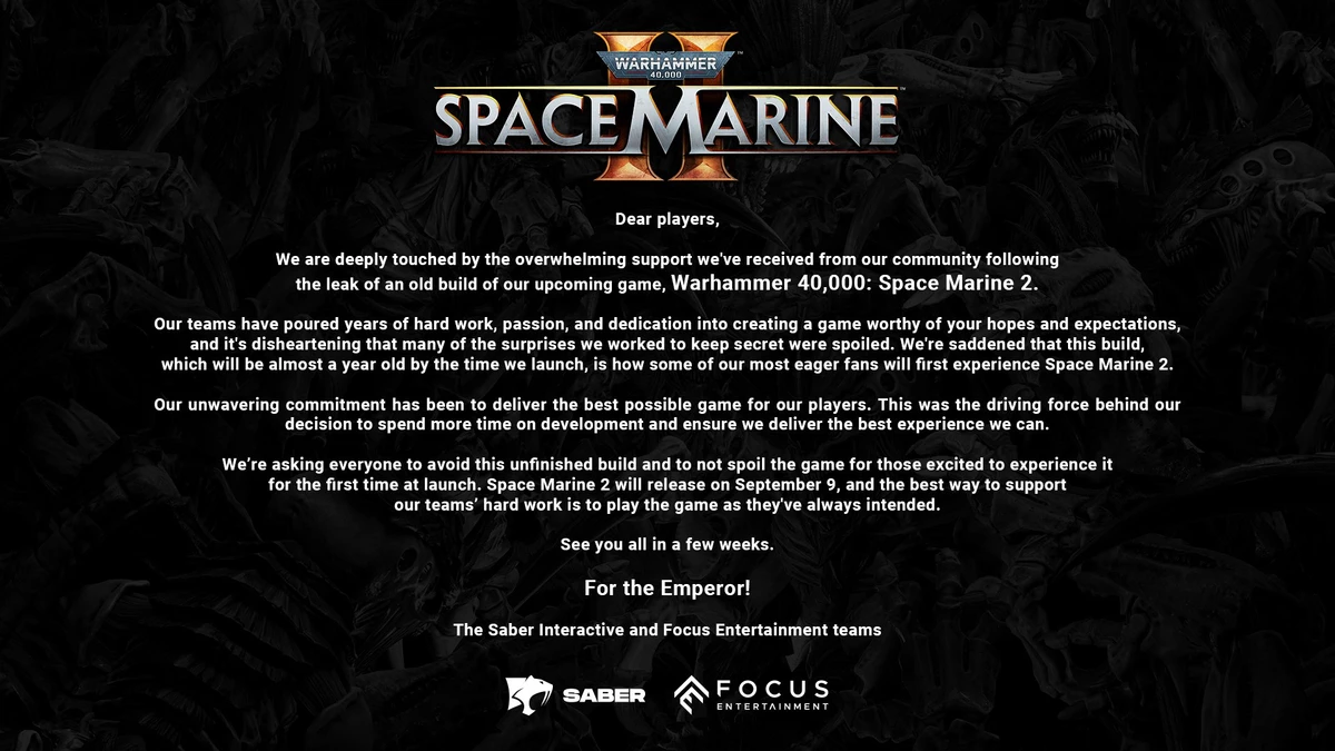 Да, Warhammer 40,000: Space Marine 2 утекла в сеть, но это старый билд