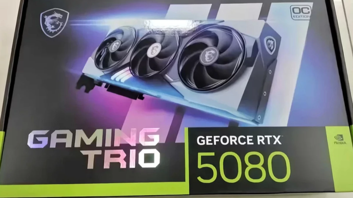 В Сеть попала коробка MSI RTX 5080 GAMING TRIO — ИИ-технологии подтвердились