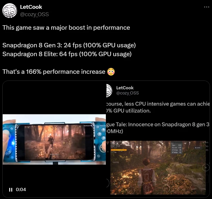 Snapdragon 8 Elite выжимает 60+ FPS в A Plague Tale: Innocence, более чем в два раза обгоняя Snapdragon 8 Gen 3