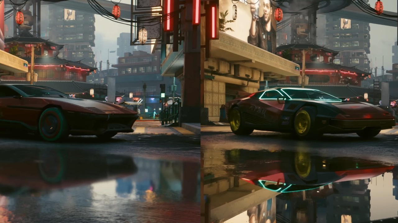 Cyberpunk 2077 трассировка лучей сравнение