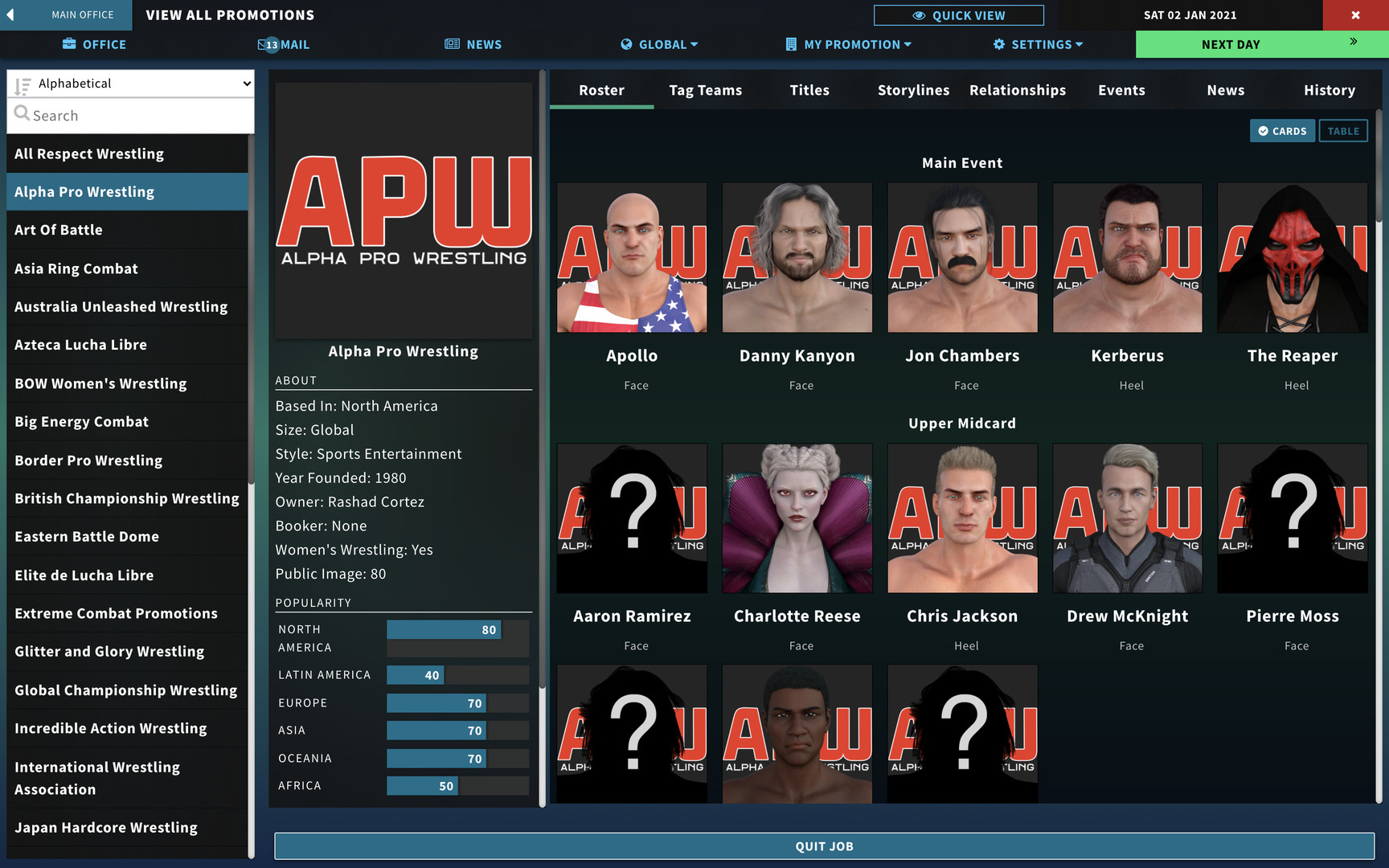 Wrestling simulator